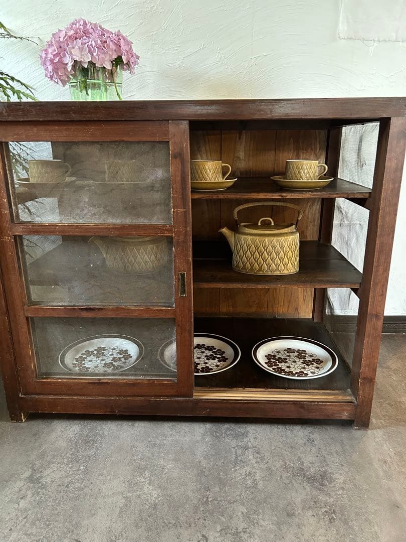 蝿帳食器棚　収納棚　網戸棚　古道具　古家具　昭和レトロ　店舗什器　アンティーク