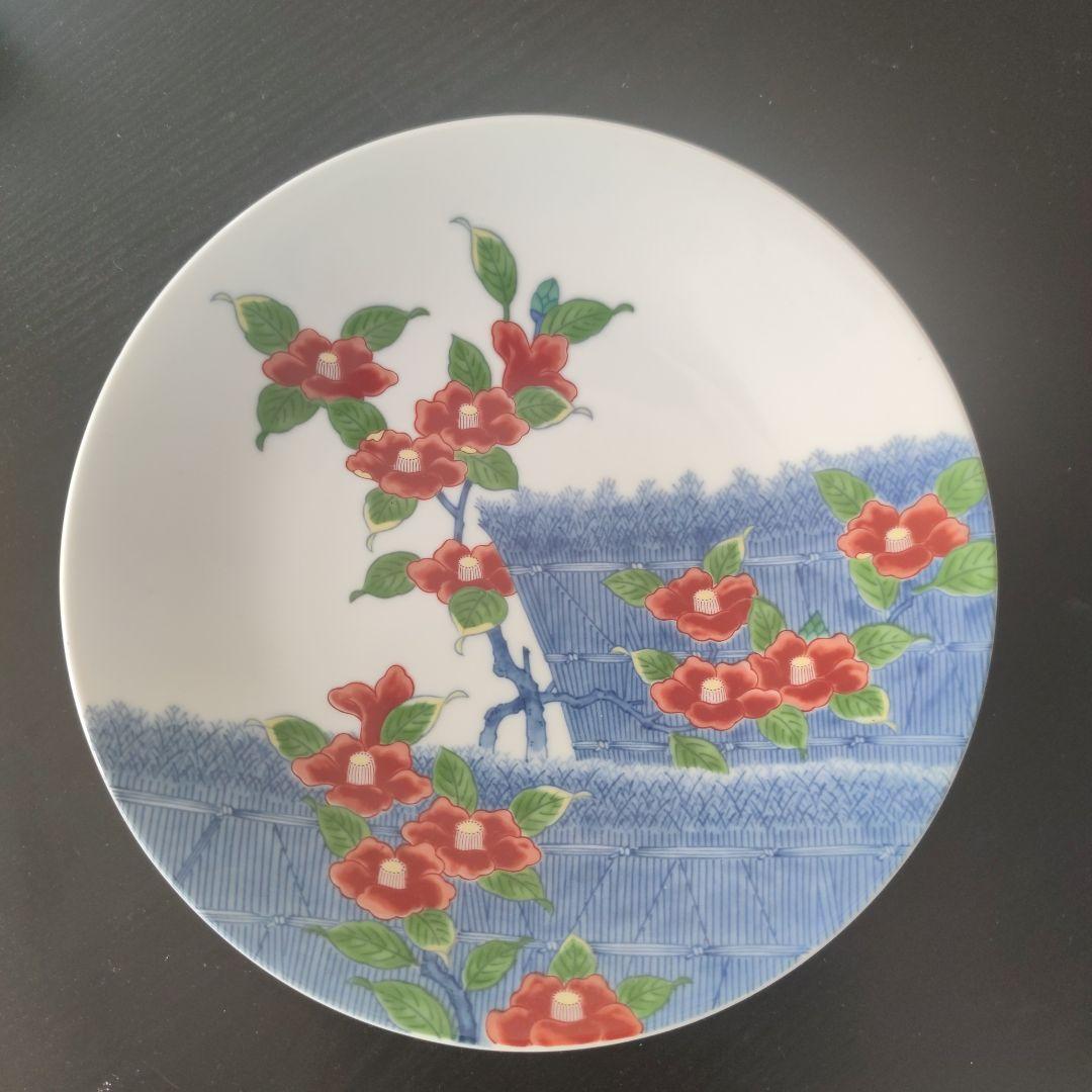 ■1月31日終了■新年特価♥13代 今泉今右衛門 色鍋島柴垣椿絵額皿