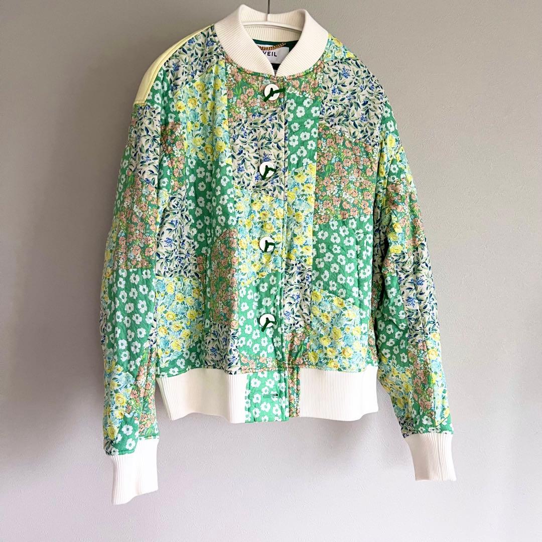 お*)様 MUVEIL 花柄 パッチワーク ジャケット ブルゾン 38