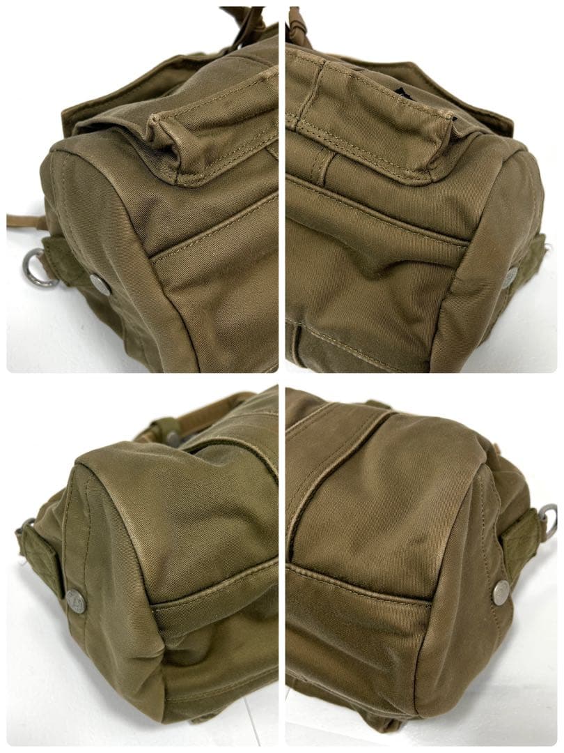 y2k PORTER ラブ&ピース 2way ミニボストンバッグ カーキ