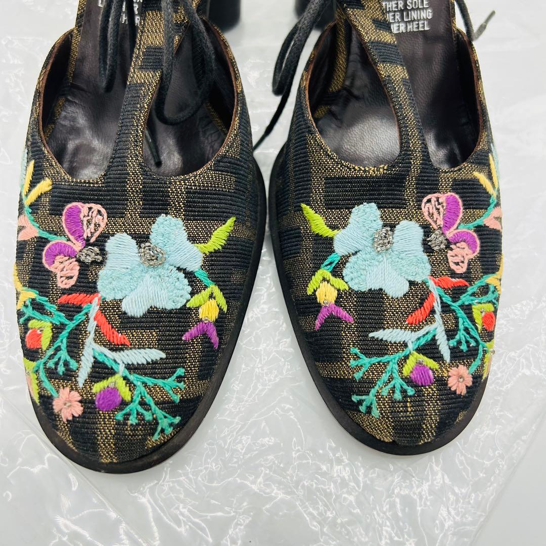 FENDI フェンディ ズッカ柄 ヒール サイズ36 23cm 花柄