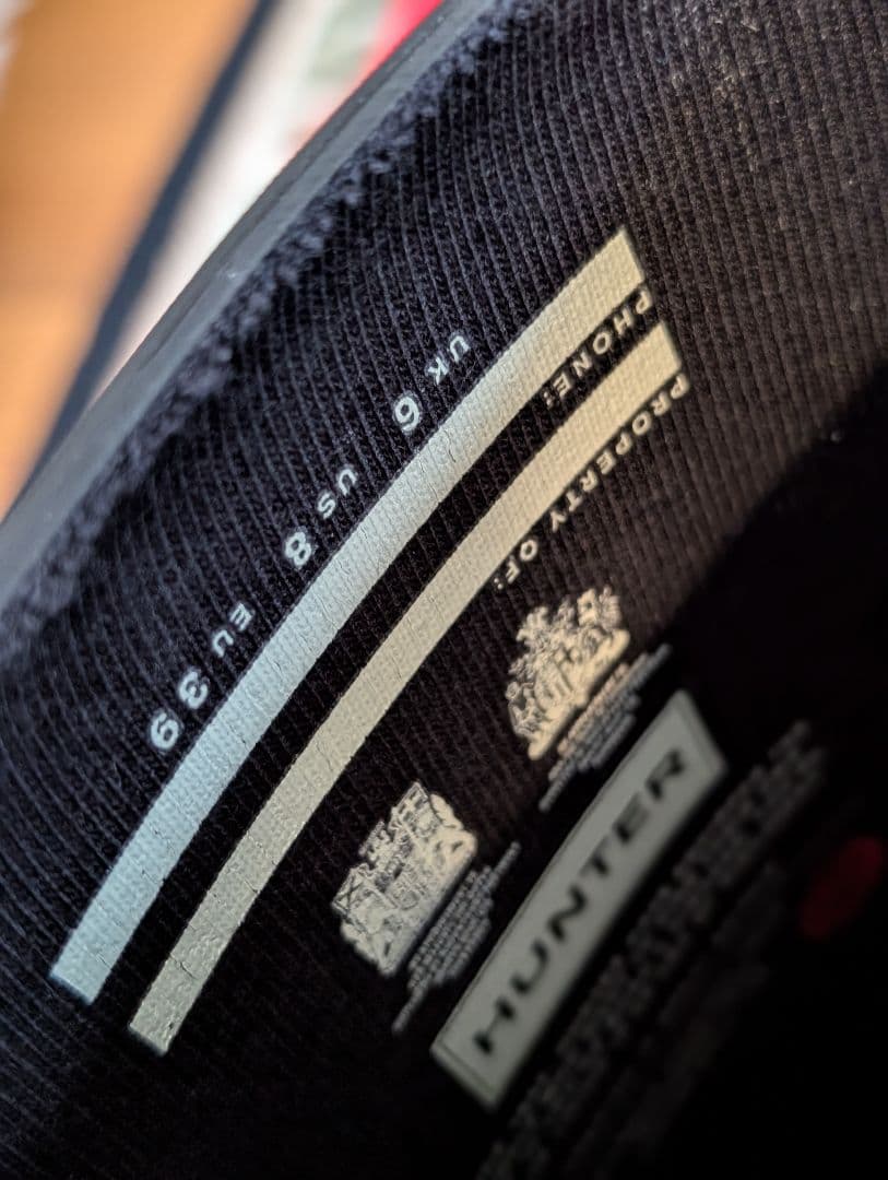 HUNTER ブラックラバー長靴 バックル付き