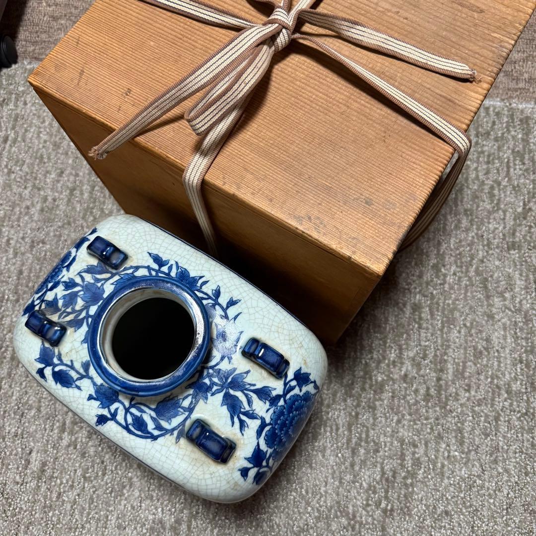 蔵出 道入? 道八? 染付 花器 花瓶 花入 飾り 陶器 工芸品