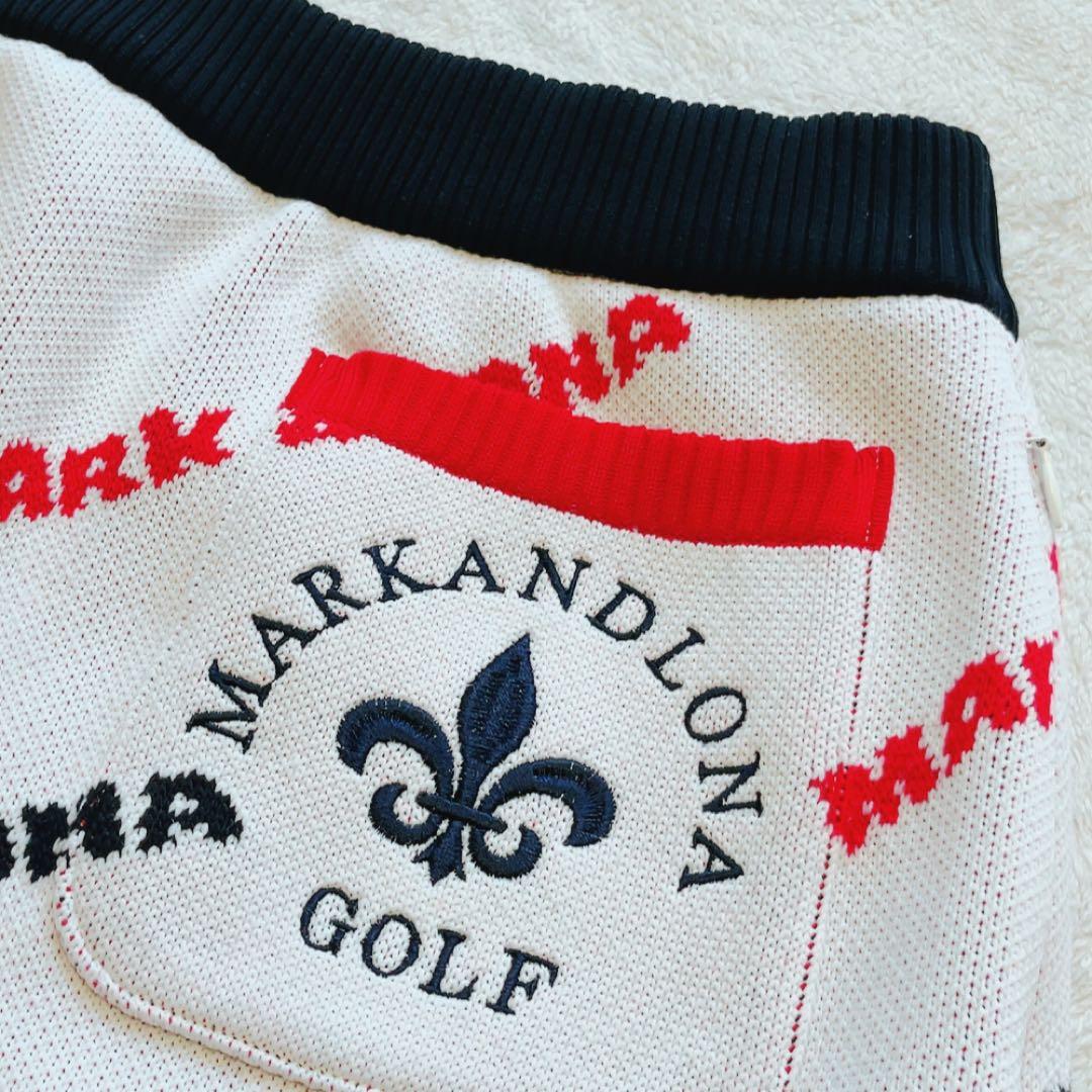 美品　マークアンドロナ　近年　セットアップ　ニット　スカート　柄　裏地付　白