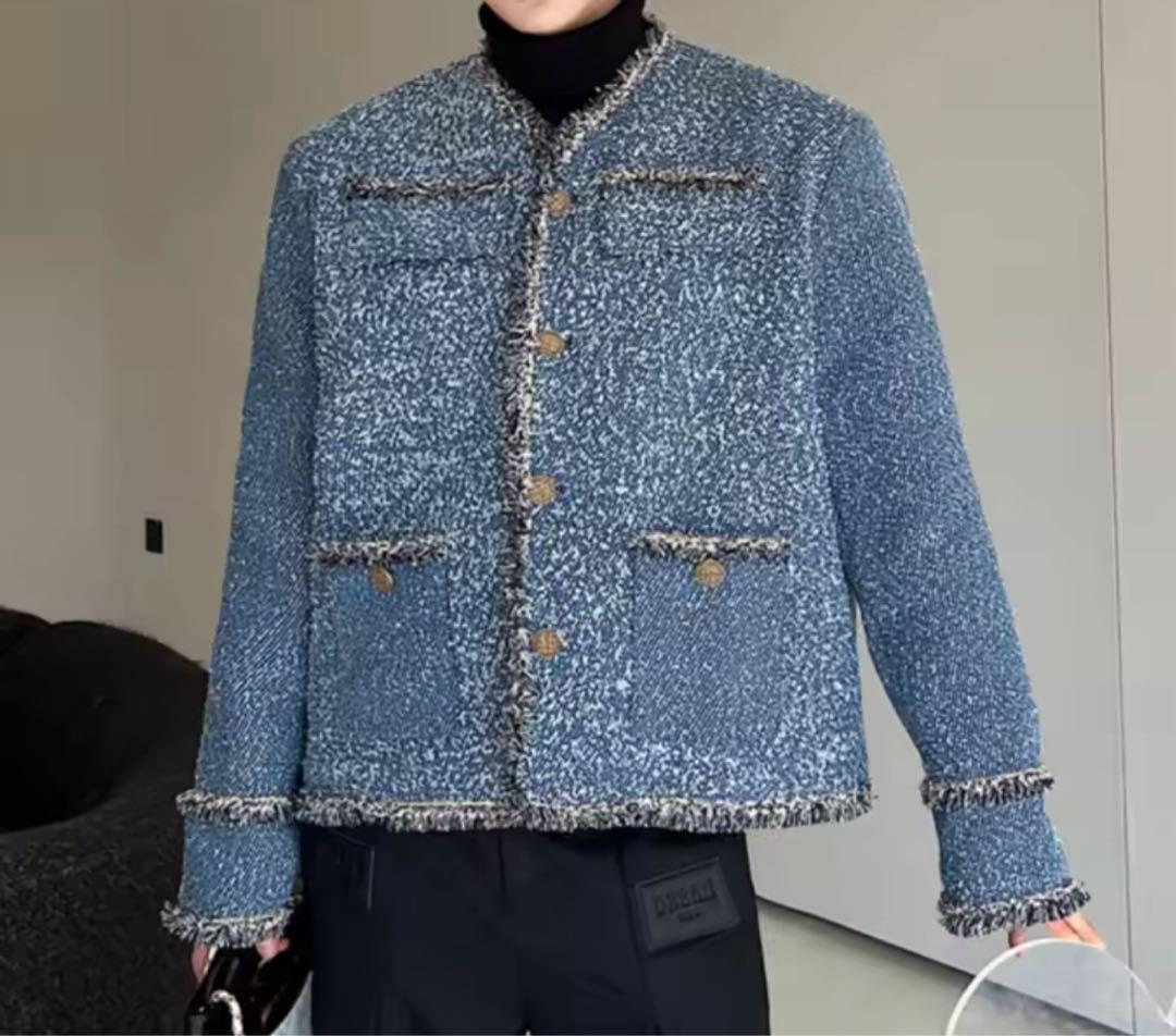 ALUDE ツイードジャケット ブルー　定価二万　韓国　アルードセレクトデニム