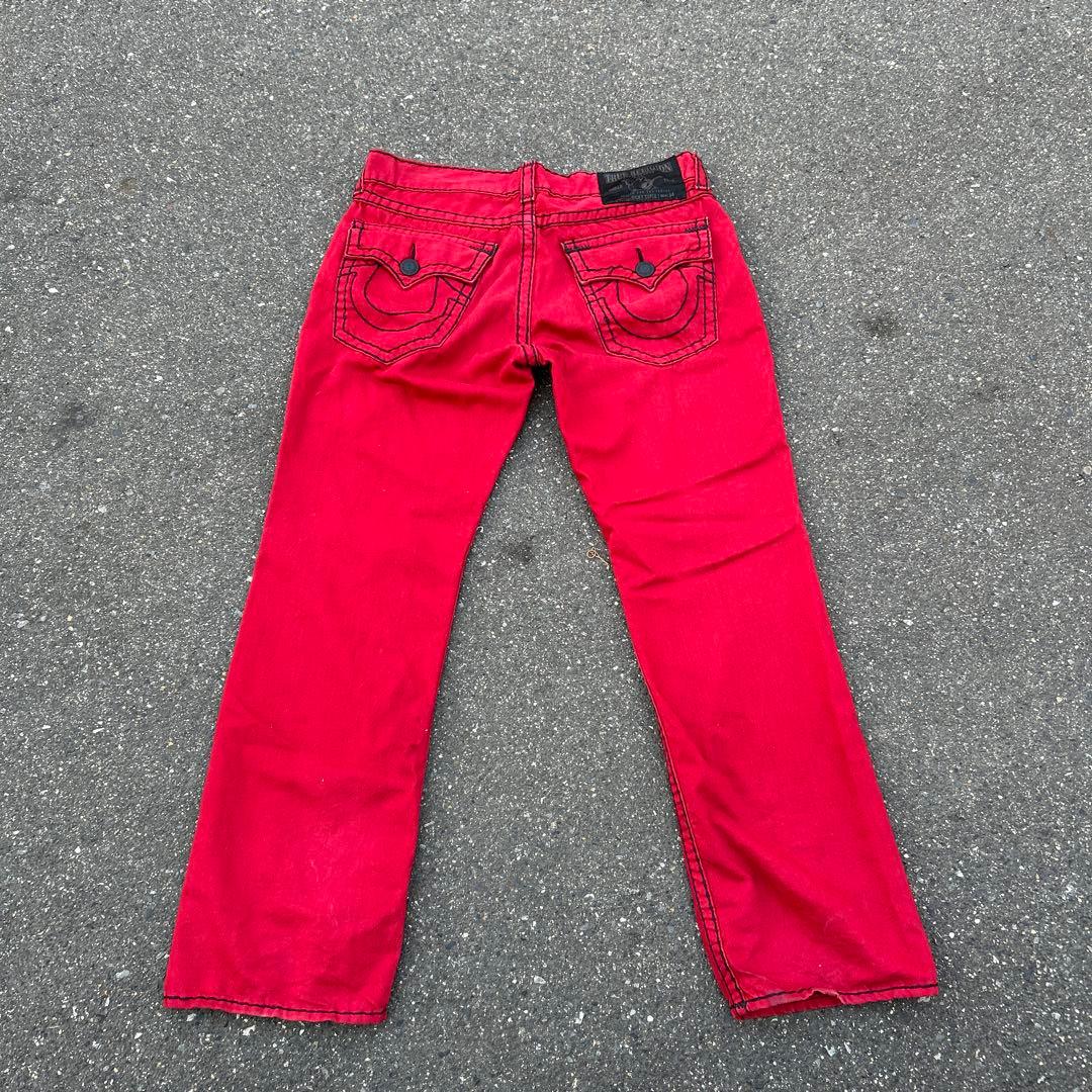 TRUE RELIGION W38 トゥルーレリジョン　レッド　赤　デニムパンツ