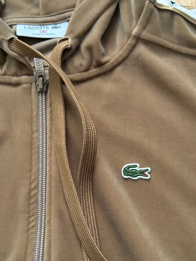 LACOSTE ブラウン パーカー レディース ベロア ライン