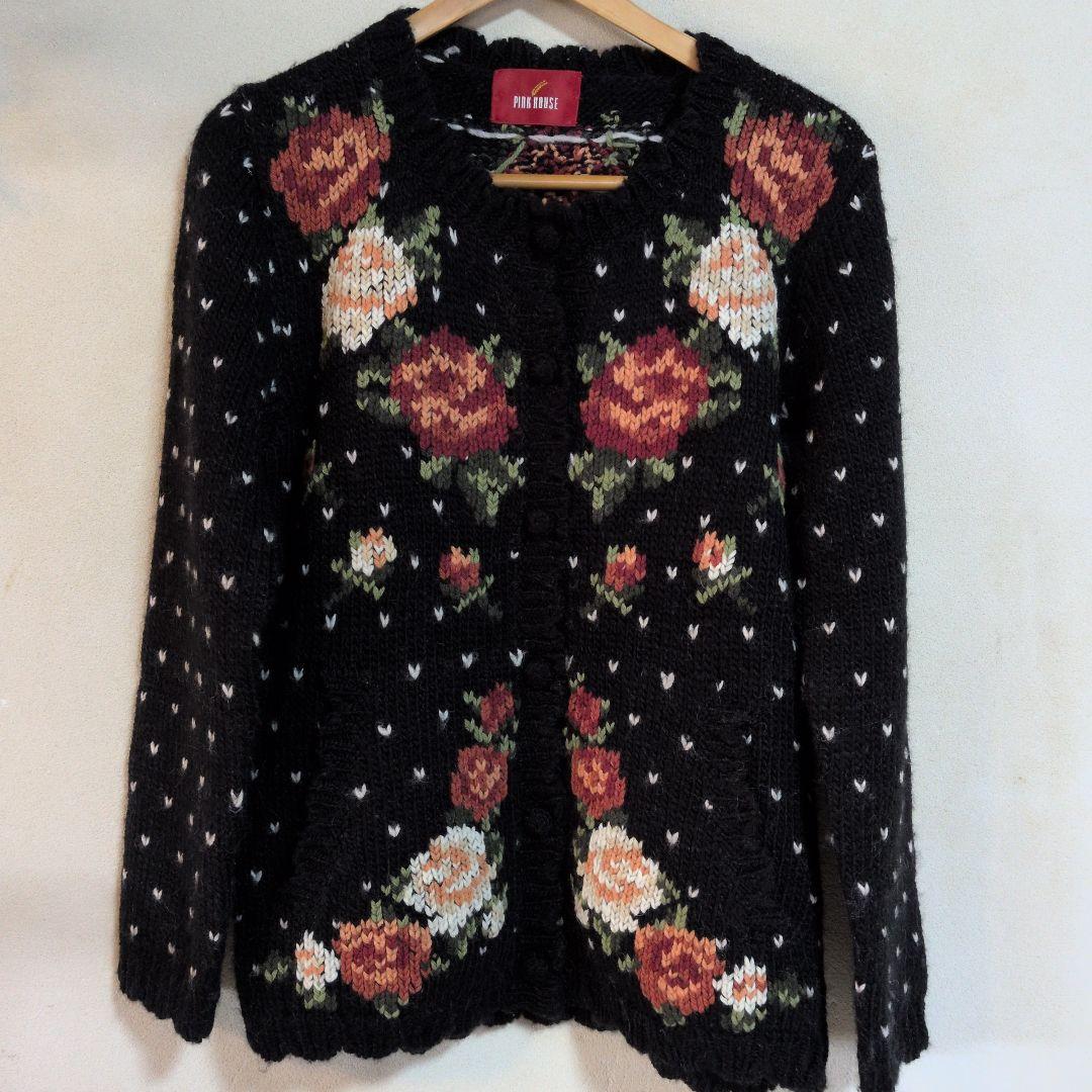 売り切り❗️最終価格から2,000円引きPINK HOUSE 薔薇のカーディガン