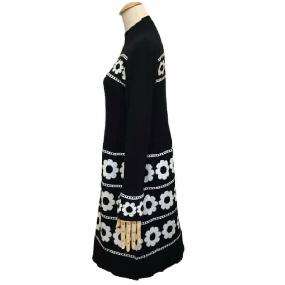 新品未使用タグ付　スーパービューティー 花柄ジャガード ニットワンピ ブラック