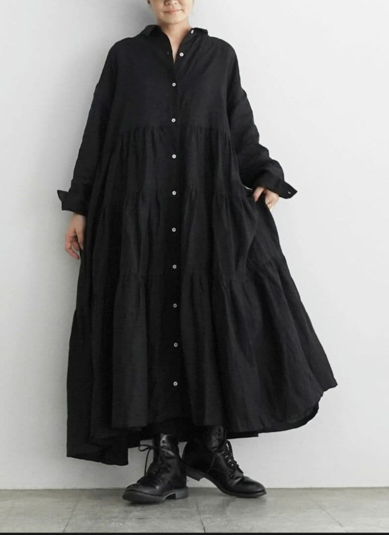 ichi-Antiquites**リネンティアードワンピース