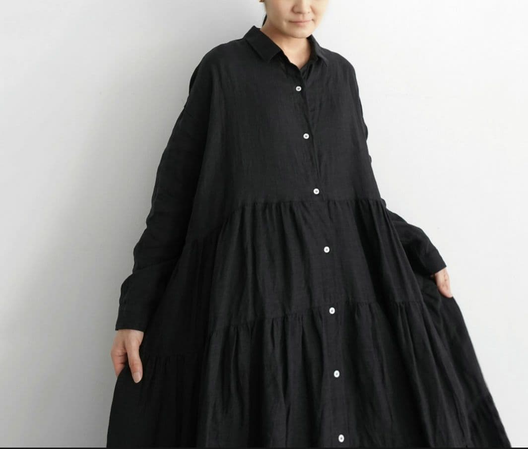 ichi-Antiquites**リネンティアードワンピース