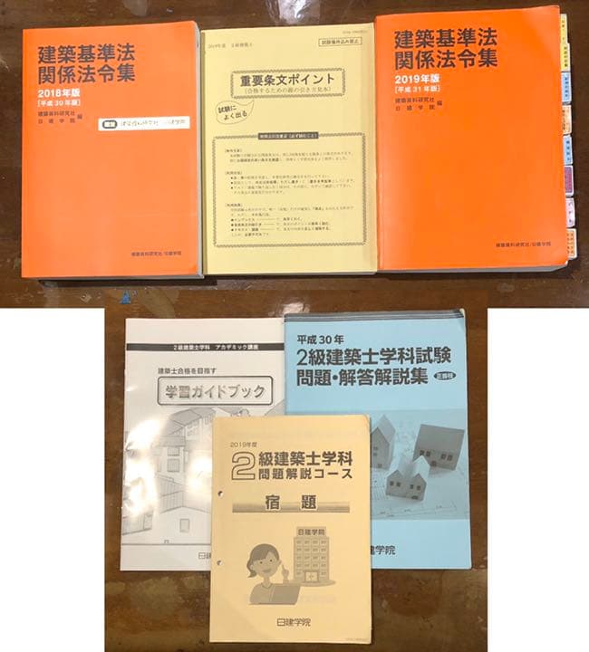 値下‼️平成31年度 2級建築士受験 日建学院 法令集&テキスト&問題集セット