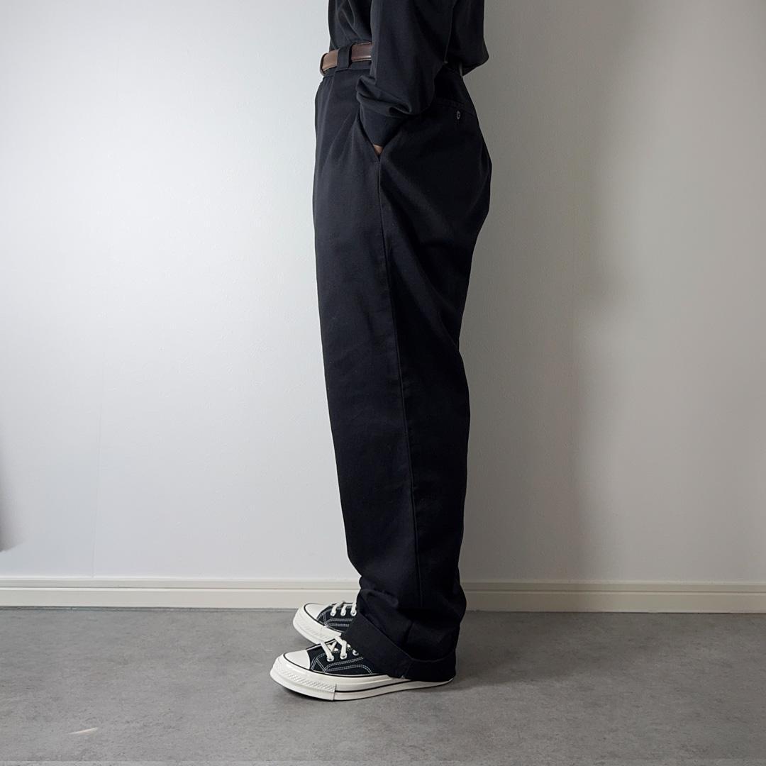 90sUSA製 Dickies 874 ワークパンツ タロンジップ ブラック古着