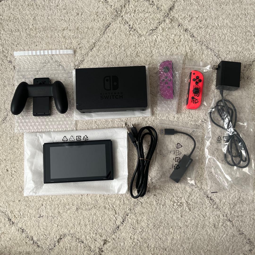 【有線LAN付き】Nintendo Switch 本体 赤/紫 付属品あり