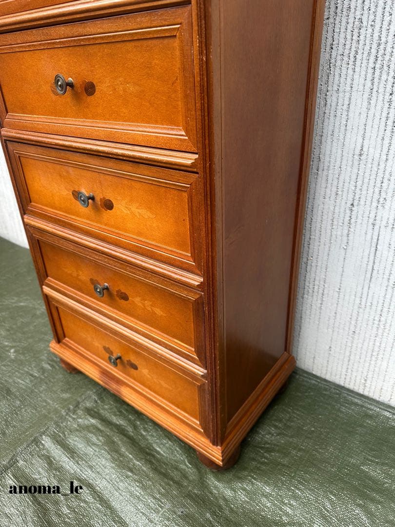 5006【チェスト】木製　イタリア　象嵌　収納　飾り台　アンティーク◎