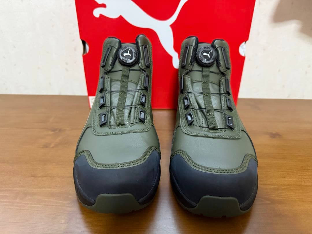 プーマ安全靴#63.362 27.0cmライダー・オリーブディスクミッド