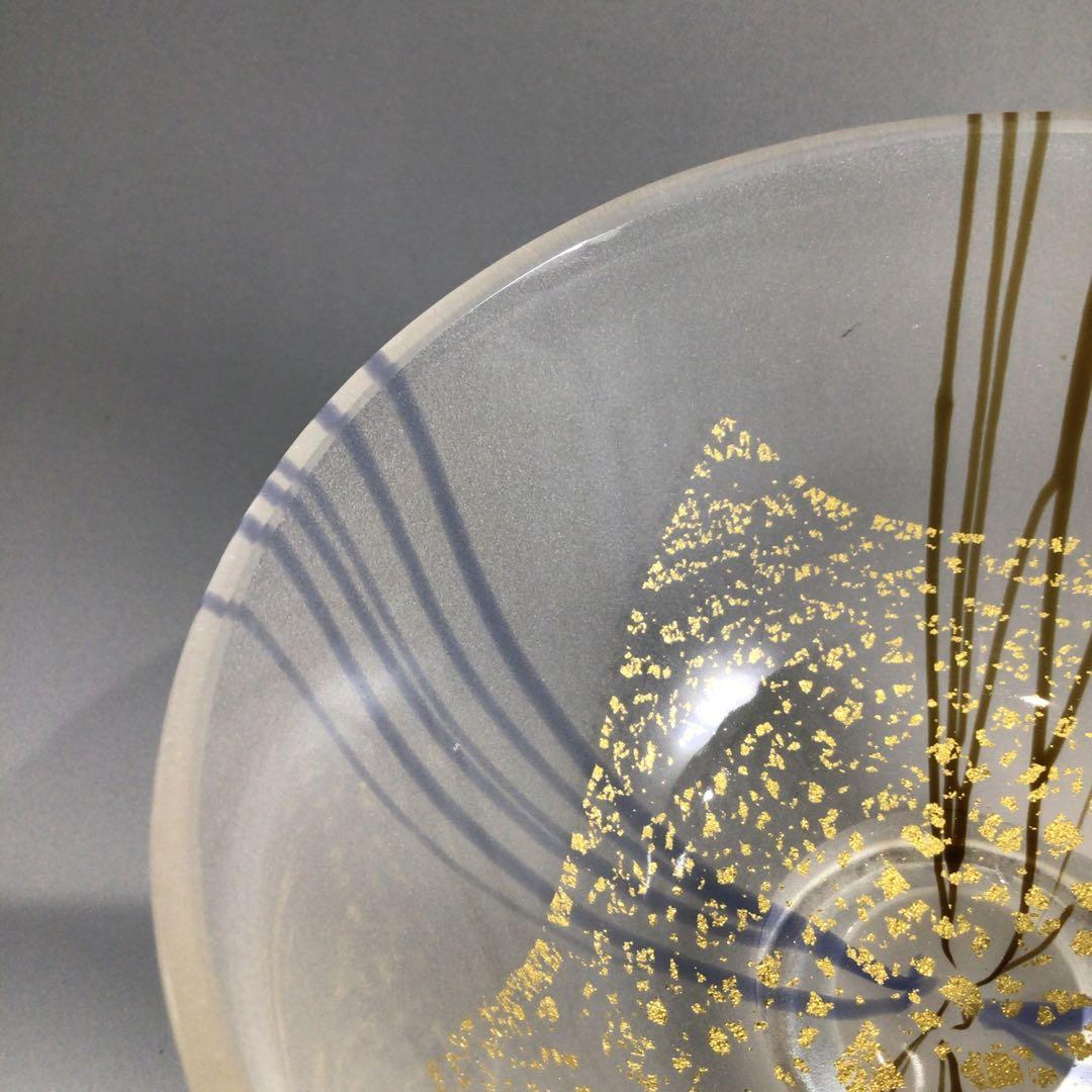 Ｐ６７４　茶碗　『堀口幸子造』『金箔麦藁手』『瑠璃茶碗』　義山茶碗　共箱　茶道具