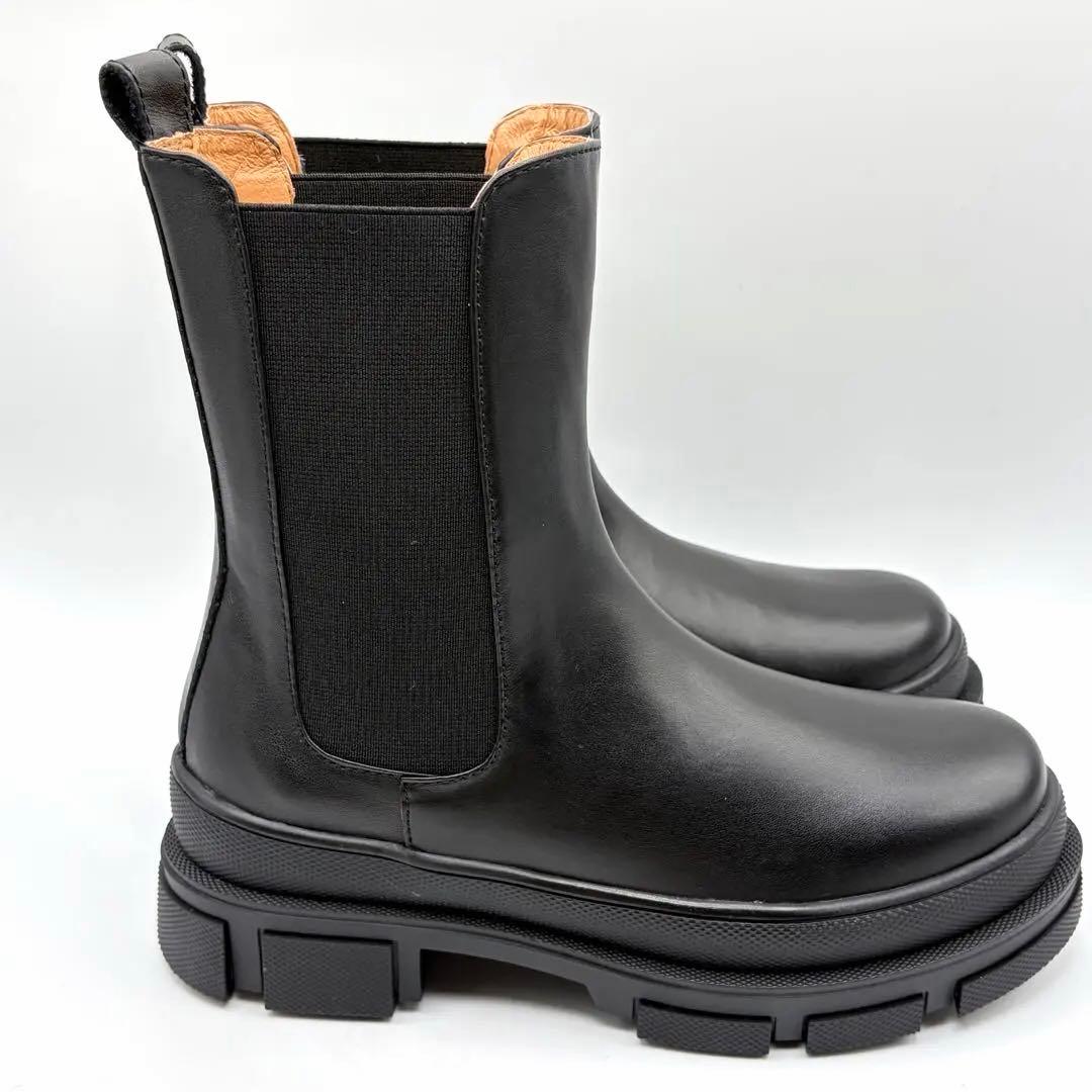 【新品未使用】ATELIER BRUGGE サイドゴアブーツ レザー 厚底 黒