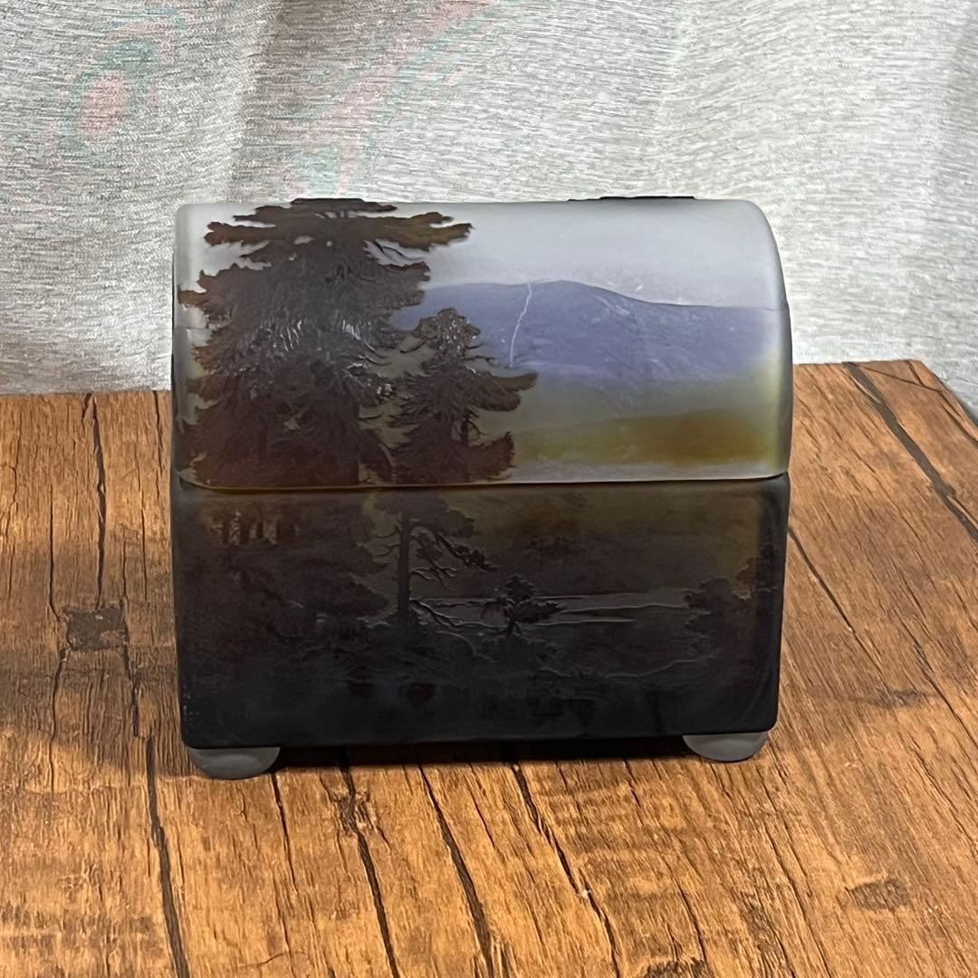 n*1様 【最安値St】エミール・ガレ 山水風景文 蓋物 アンティーク【専用箱入