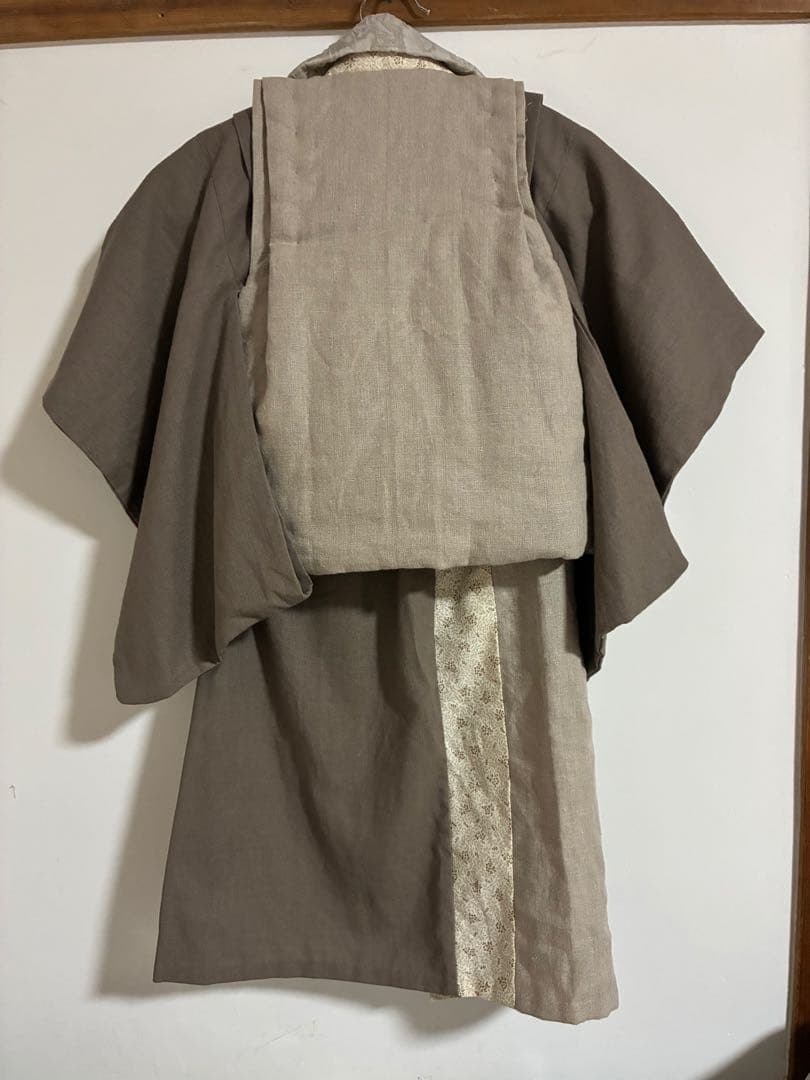 リネン くすみブラウン 被布着　3歳