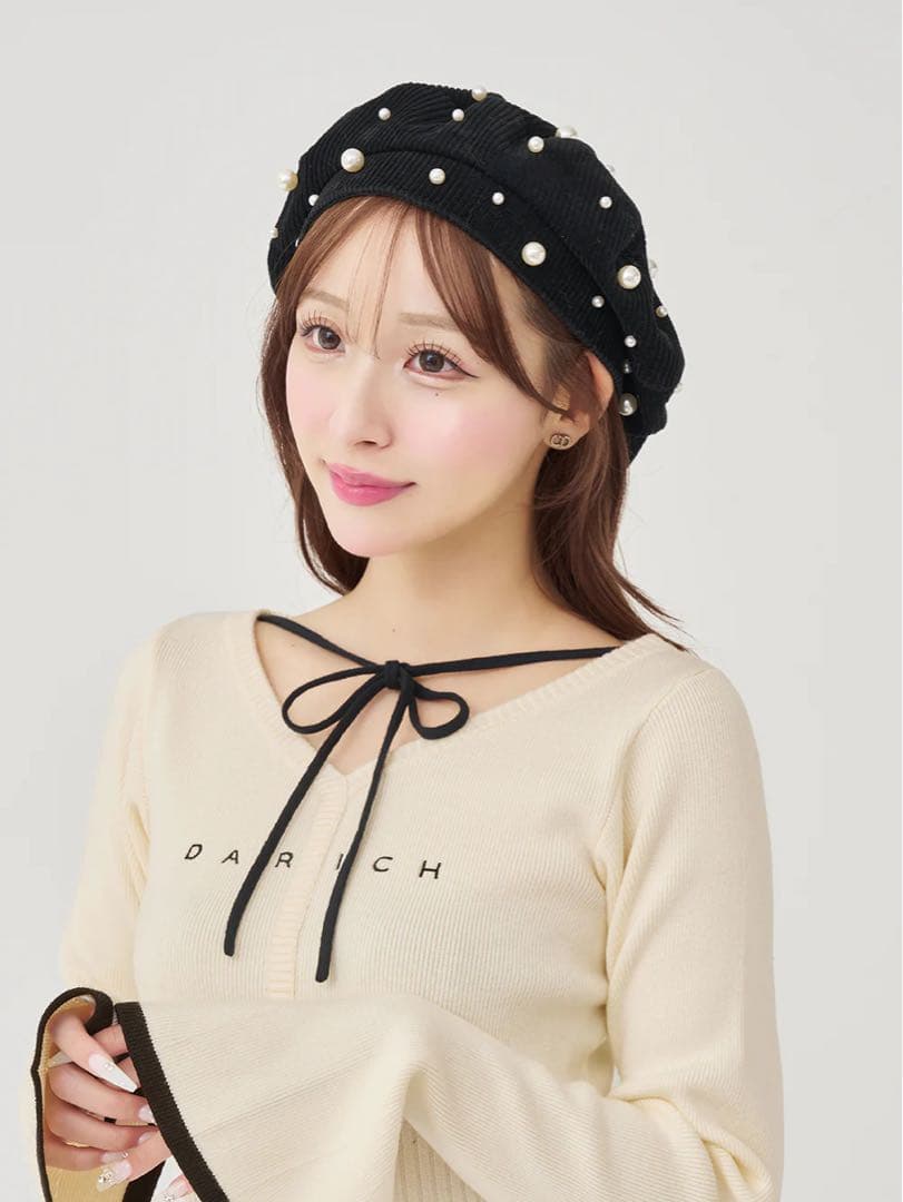 新品 ダーリッチ ウエストオープンリボンデザインニットミニワンピース 黒 FL