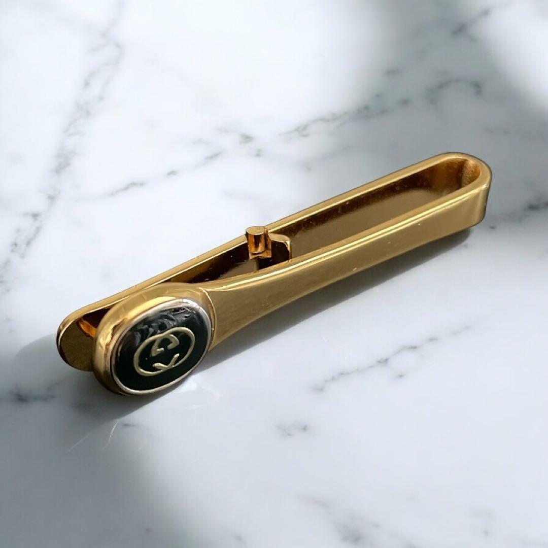 【美品】3点セット　オールドグッチ　カフス タイピン ゴールド GGロゴ