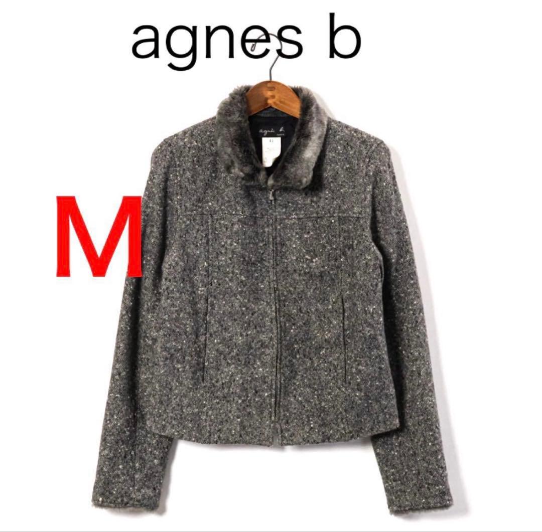 アニエスベー　agnes b ツイードファージャケット　ririジップ