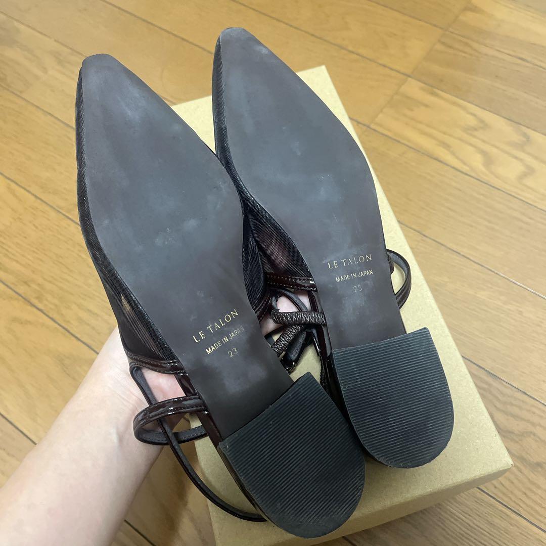 LE TALON シアーストラップスリングバック ブラウン 23