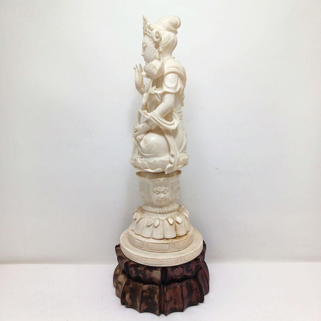 #6 高級彫刻 細密彫り 聖観音像 置物 高さ25㎝ 総重量779.6g