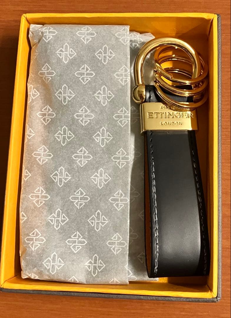 ETTINGER キーリング・キーホルダー 3連 紺色（NAVY）