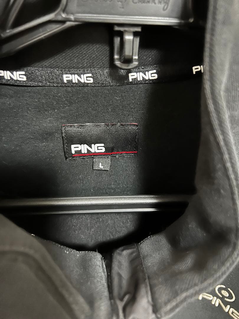 裏起毛　PING メンズ ブラック ハーフジップジャケット L