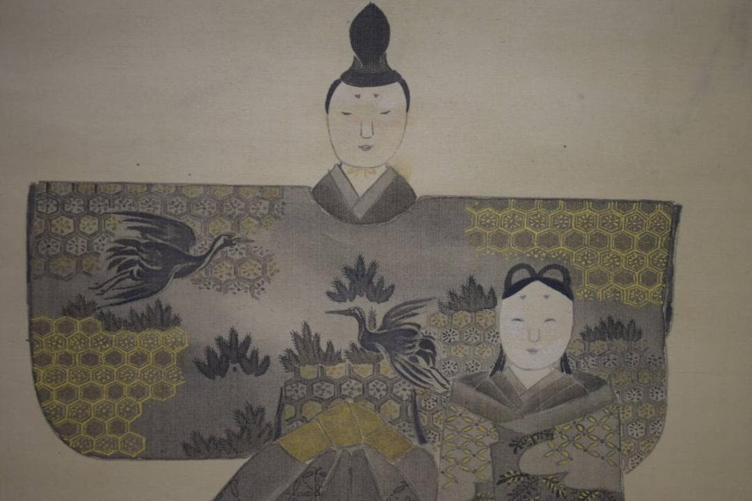 真作/喜翁/立雛図/桃の節句/布袋屋掛軸HI-962