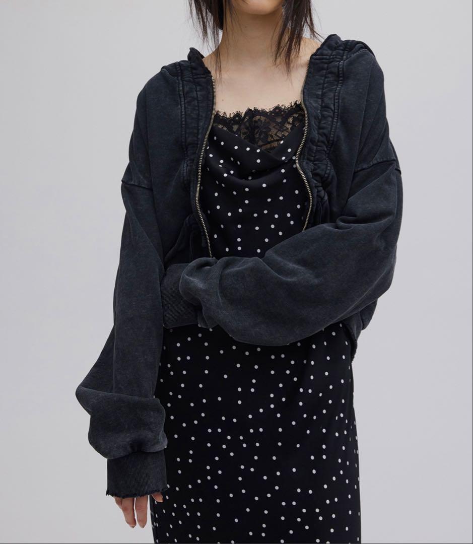 Ameri OYSTER SILHOUETTE HOODIE ブラック