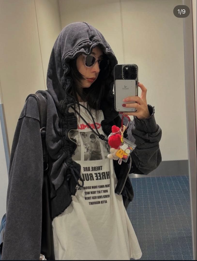 Ameri OYSTER SILHOUETTE HOODIE ブラック