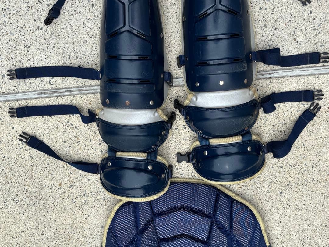 キャッチャー用レガースセット ネイビー キャッチャー防具 フルセット、ゼット