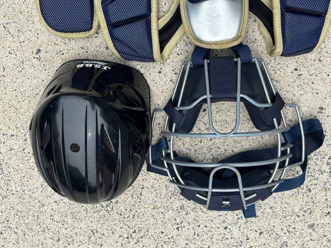 キャッチャー用レガースセット ネイビー キャッチャー防具 フルセット、ゼット