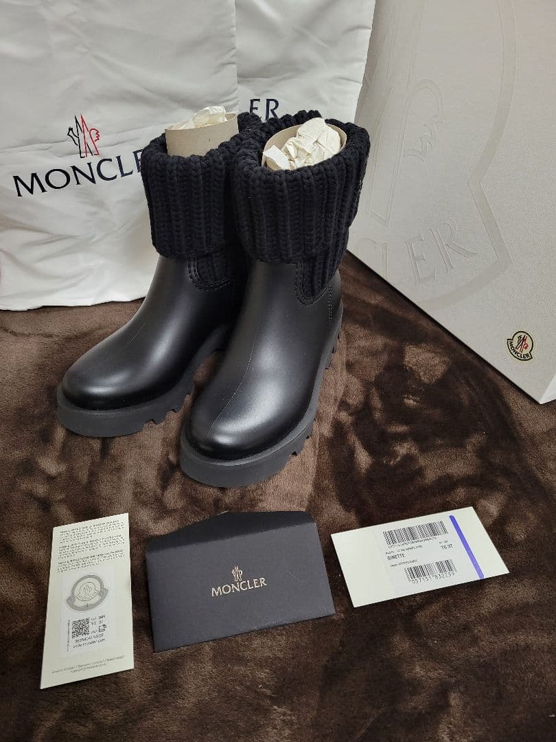 moama‼️人気MONCLER ニットブーツ TG37 黒 定番⭐