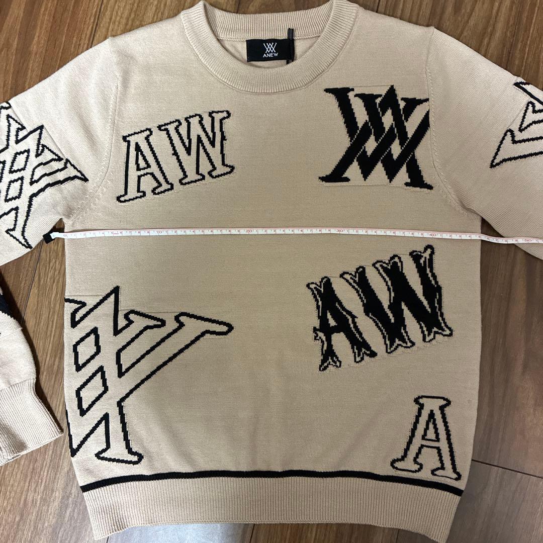 新品未使用！海外購入A NEW GOLF ロゴプリントセーター ベージュSサイズ