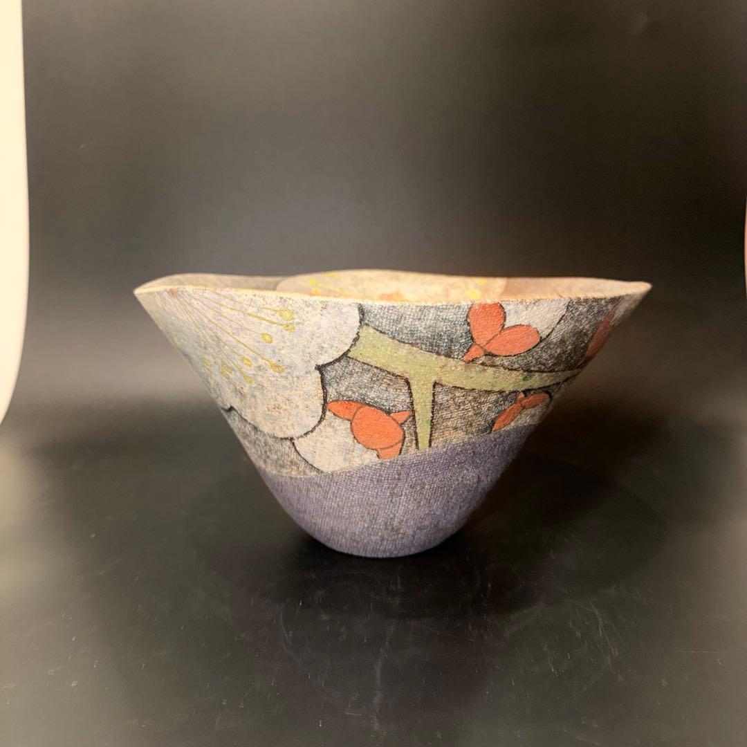 Z*ト様 伊藤東彦　布目梅文鉢　笠間焼　共箱　骨董　大鉢　盛鉢　皿　飾皿　菓子皿