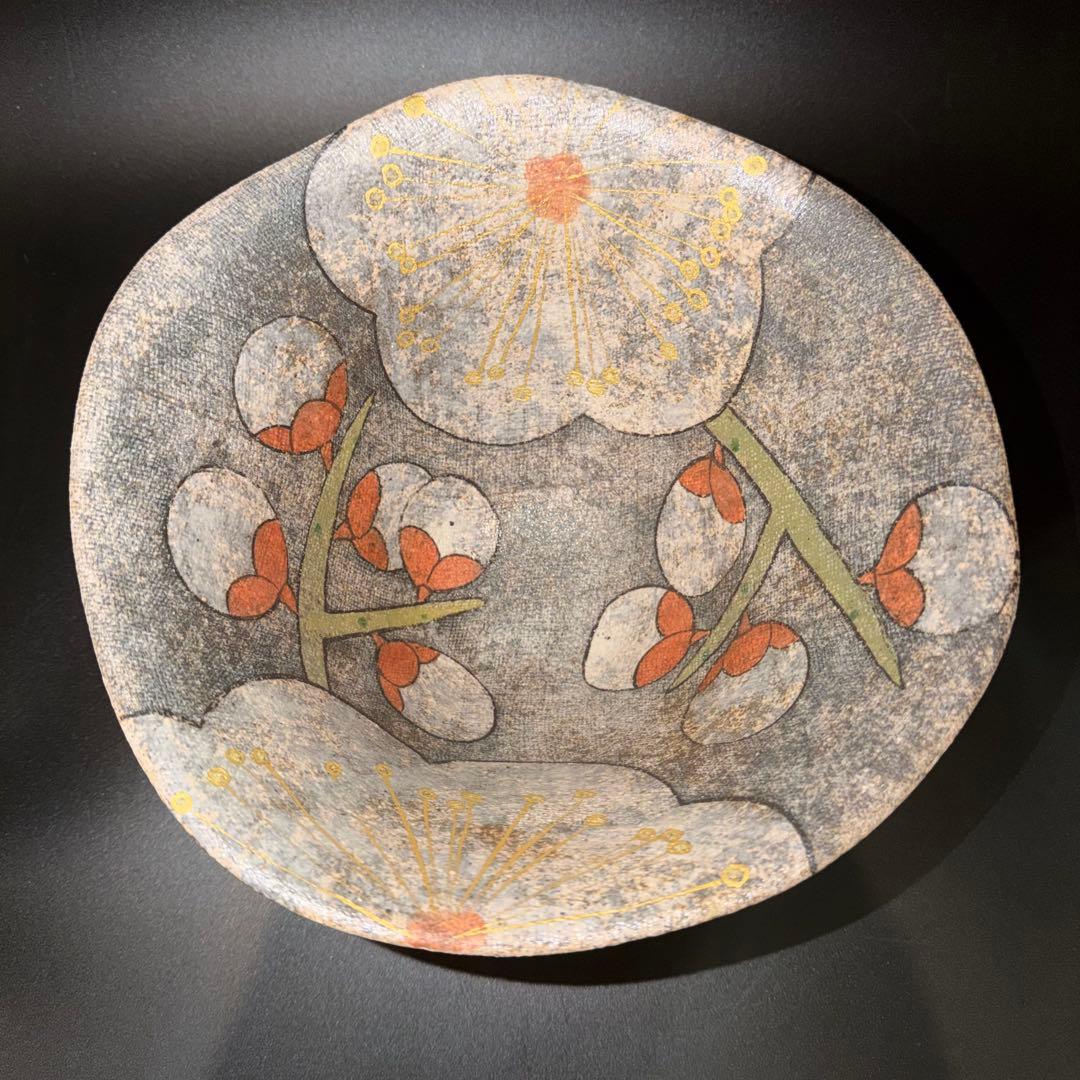 Z*ト様 伊藤東彦　布目梅文鉢　笠間焼　共箱　骨董　大鉢　盛鉢　皿　飾皿　菓子皿