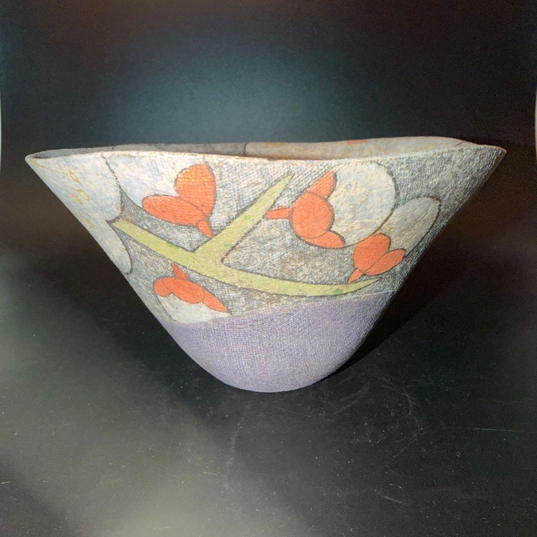 Z*ト様 伊藤東彦　布目梅文鉢　笠間焼　共箱　骨董　大鉢　盛鉢　皿　飾皿　菓子皿