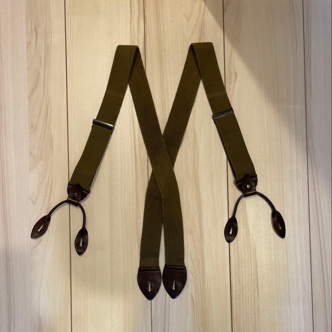 Nigel Cabournサスペンダー オリーブグリーン×ブラウン ゴム×レザー