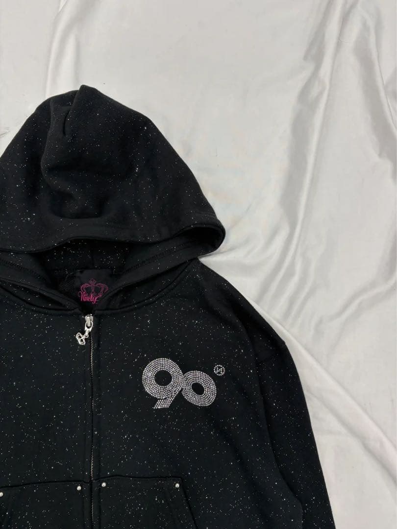 トップス 9090girl Logo Glitter Zip Hoodie M
