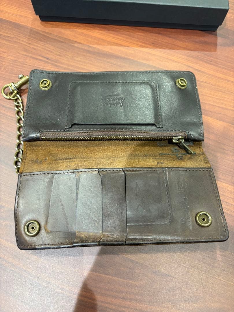 け Sch￼ott ブラウンレザー ウォレットチェーン