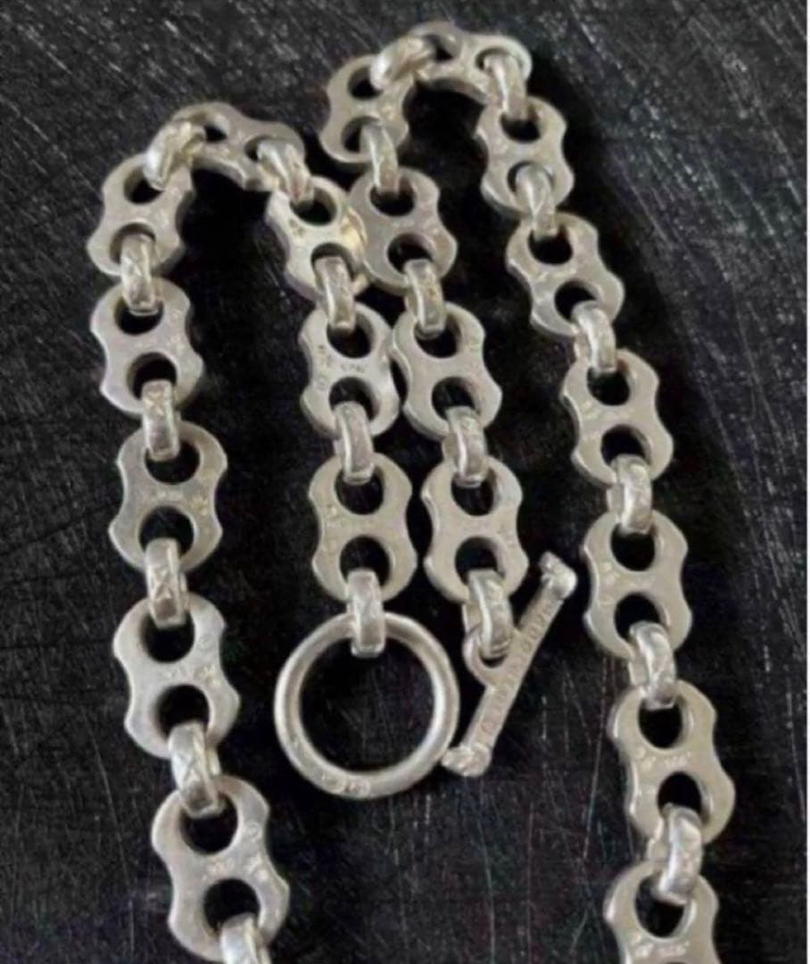 シルバー925 ヴィンテージチェーン　ピットブル彫刻　ネックレス