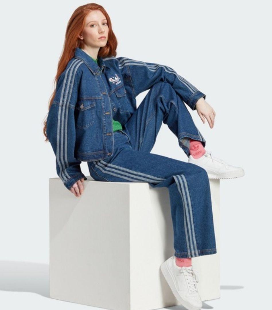 adidas 2XL桜刺繍 デニムジャケット美品