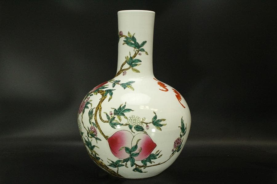 中国美術 色絵 大きな花瓶 高53cm(LC797)