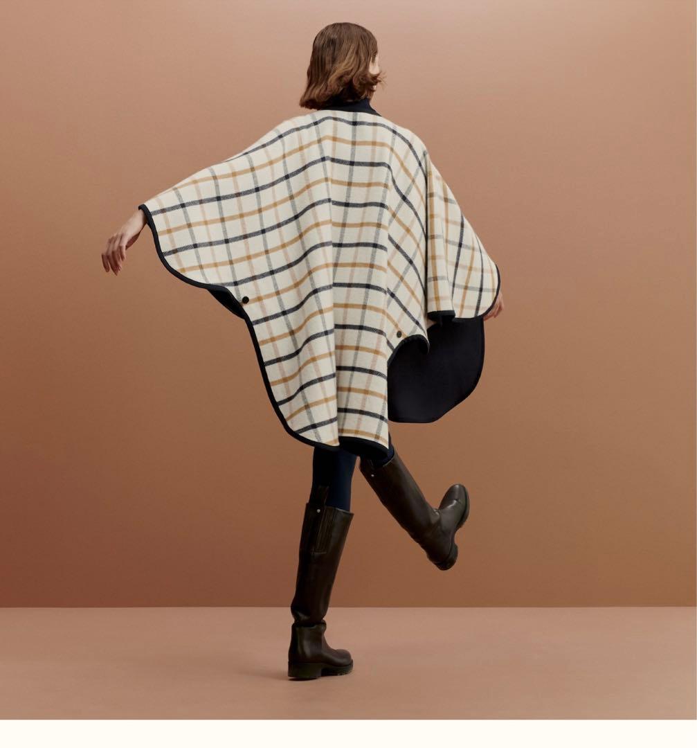 HERMES エルメス ポンチョ／ケープ チェック柄