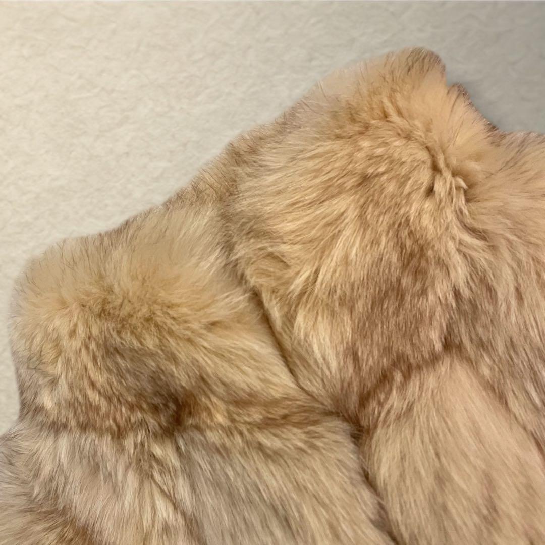 リアルファー 染めブルーフォックス ベージュ〜クリーム系 ハーフコート 13号