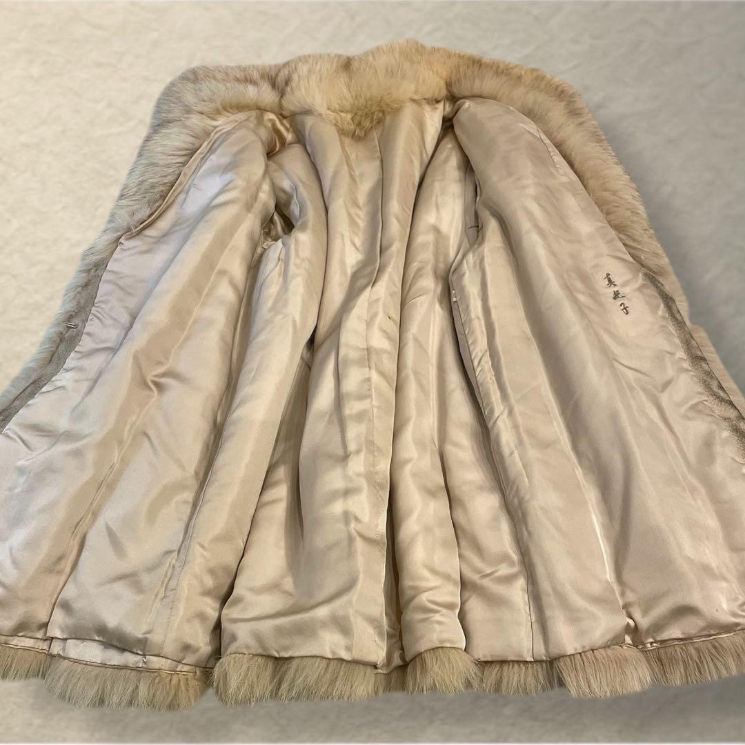 リアルファー 染めブルーフォックス ベージュ〜クリーム系 ハーフコート 13号